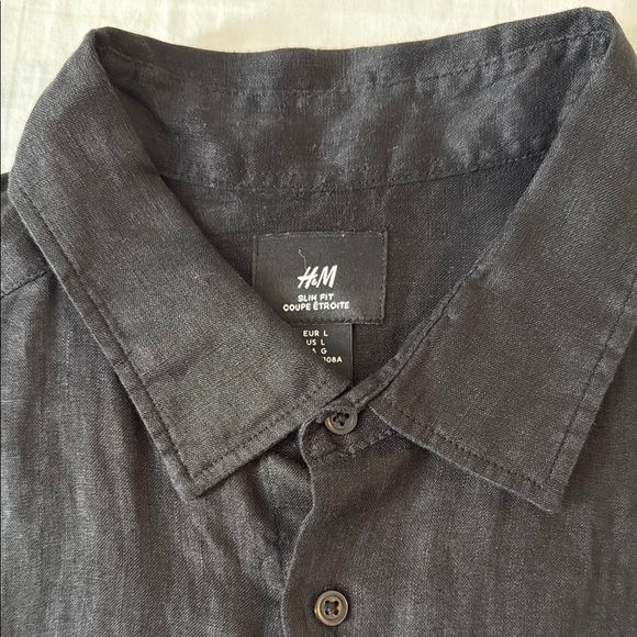 H&M Black Linen Long Sleeve Shirt - Picture 3 of 3
